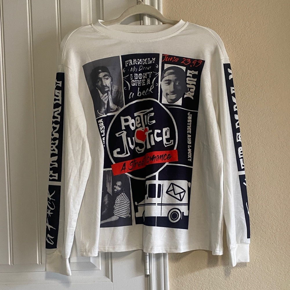 Poetic Justice Tupac Graphic Long Sleeve Tee - Sz Small